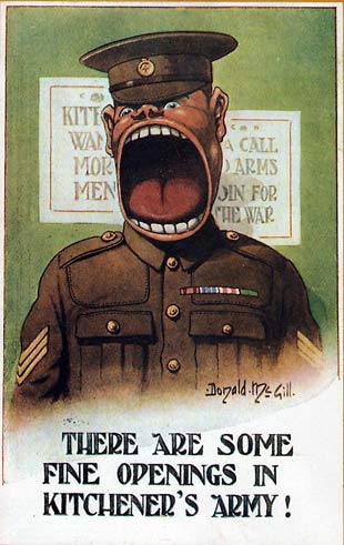 postkaart met kritiek op het Britse militarisme