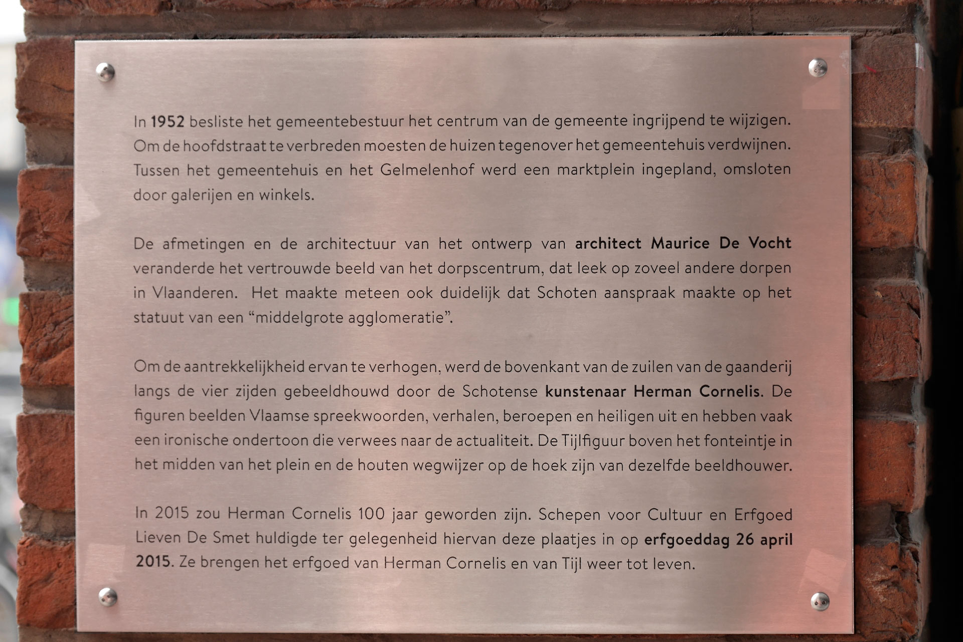 Gedenkplaat 100 jaar Herman Cornelis