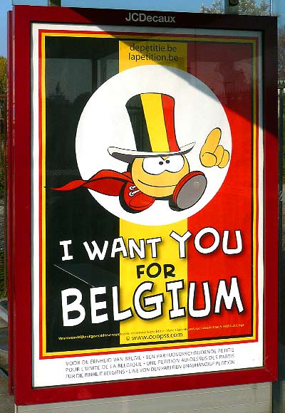 affiche van de Belgische solidariteitspetitie ondersteund door ACV en ABVV